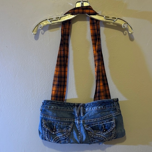 Plaid and Denim Women's Crop Top - Picture 2 of 7